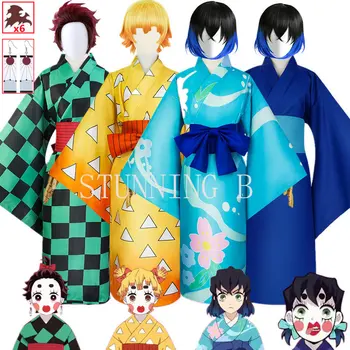 Kostum Cosplay Musim 2 Anime Setan Pembunuh Kimetsu Nu Yeyang Kostum Cosplay Inosuke Hashibira Tandirou Kimono Pakaian Halloween
