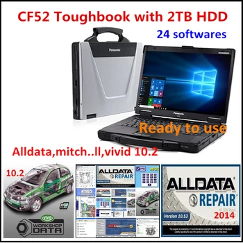 2022 Fierbinte Toughbook CF52 CF-52 4GB RAM Laptop cu 24 de software-uri Alldata 10.53,Mtic..ll,vivid workshop data 2010 Instalat Bine