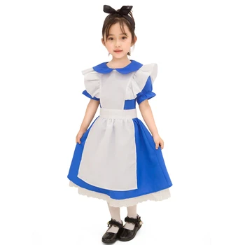 Fata Albastru Costum De Halloween Pentru Copii Petrecere Lolita Maid Dress Cosplay Fancy Costume De Carnaval