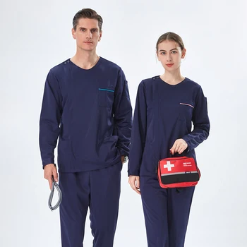 Fermoar Matasoasa Scrub Uniforme de Asistente Medicale, echipamente de Lucru Femei Bărbați Dentist Scrubs Set Anti-statice, de Sus și Pantaloni Spital Costume 603