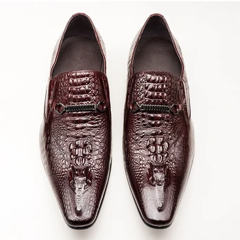 Oamenii de Afaceri Casual Pantofi din Piele de Crocodil Model de Rochie Pantofi Slip-on Pantofi de Mireasa din Piele Pantofi Brogues Plus dimensiunea 48
