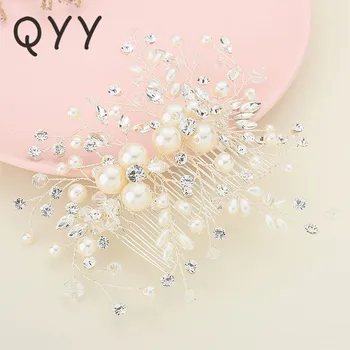 QYY Moda 2019 Floral Cristal de Mireasa Piepteni de Păr Nuntă Accesorii de Par Perle Austriac de Nunta Femei Bijuterii de Păr