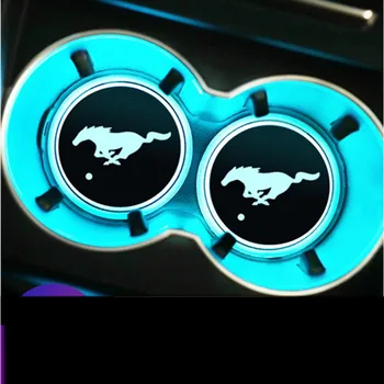 2 BUC Led-uri Auto Logo-ul Cupei Lumina UBS Masina Atmosferă Lampă de Colorat Apa Coaster Pentru Ford Mustang GT SHELBY Auto Dotari Decor