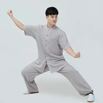 Kungfu Costum Femei Tai Chi Haine Tradiționale Națiune Artă Marțială Bărbați Îmbrăcăminte De Vară Tang Costum Cu Maneci Scurte Wushu Purta Seturi
