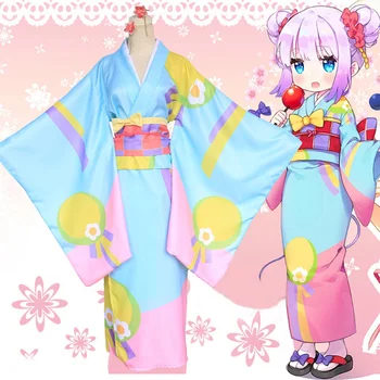 Kobayashi san Chi nici o Servitoare Dragon Kanna Kamui Tohru Kimono Cosplay Costum Miss Kobayashi Dragon Set Complet Yukata Rochie