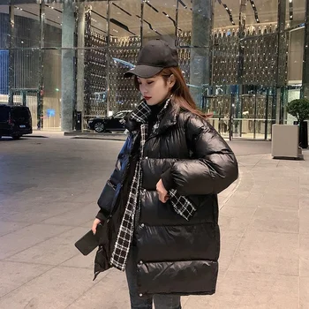 Iarna Femei Bumbac Sacou Captusit coreean Fals Două Piese Îmbinate Vrac Moda Streetwear Hanorac Strat Gros Cald Uza