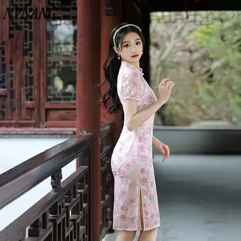 Elegant Stil Chinezesc cheongsam Primavara-vara rochie de Teaca 2022 Noi maneci scurte Tie-Dye Îmbunătățit Rochie de zi cu Zi de Uzură de moda Tineri