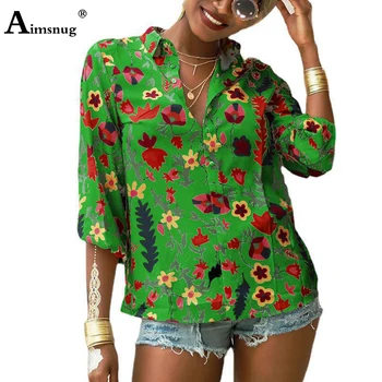2021 Single-Breasted de sex Feminin Topuri Model Floare de Imprimare Bluza cu Maneca Lunga tricou blusas Femei, Plus Dimensiune Camasi Casual Doamna Îmbrăcăminte