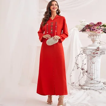 Ramadan Rochie pentru Femei Abaya Dubai Îmbrăcăminte Musulman Orientul Mijlociu Arab Roba cu Gluga de Mână Cusute Burghiu Rochie Caftan Vestidos