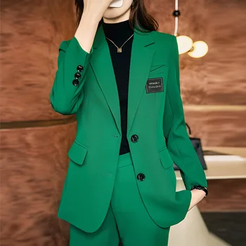2022-coreean Toamna Formale Doamnelor Sacou Kaki pentru Femei Costume de Afaceri cu Seturi de Uzura de Muncă de Birou Uniforme de Iarnă Pantaloni Casual Sacou
