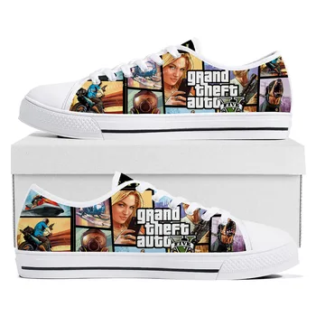 Desene animate Anime Grand Theft Auto V GTA 5 Low-Top Adidași Bărbați Femei Adolescent Panza Adidas Casual Pereche de Pantofi Personalizate de Pantofi