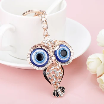 Unice De Animale Drăguț Cheie Lanț Ochii Mari Owl Pandantiv Stras Keychain Keyring Femei Fata De Cadou Cristal Porte Clef