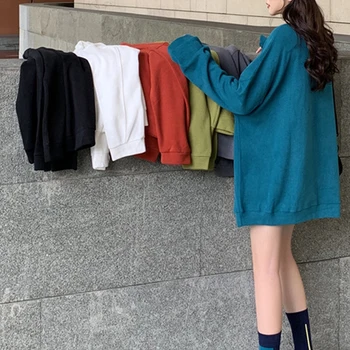 Stil coreean Toamna pentru Femei Tricou Solidă Pulover Pulovere Toate-Meci de Sport, Hanorace Moda Streetwear Topuri 2022 Nou Trend