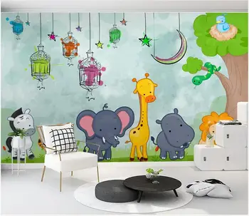 Fotografie 3d tapet personalizat murală minimalist Modern trase de mână de desene animate lumea animală cameră pentru copii tapet pentru pereți 3 d
