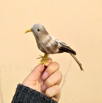 mini simulare pasăre Gri model de jucărie din plastic & blanuri pasăre mică cadou aproximativ 12cm 1044