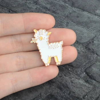 Minunat alpaca Email Brosa Mica oi Pin Denim Haine Pin Rever Butonul Insigna de Desene animate de Animale de Bijuterii Cadou pentru Copii Fete