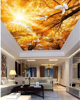 Soare de aur pădure camera de zi dormitor tavan tapet Peisaj picturi murale plafoane 3d murală modele