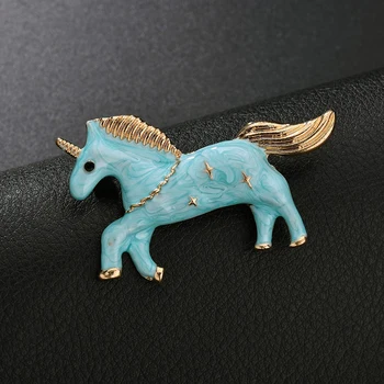 BLA uri de Desene animate Unicornul Ace&Broșe pentru Pin Rever Îmbrăcăminte Esarfa Accesoriu bijuterii Stras de Cristal Cal Broșe BH200044