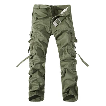Barbati Pantaloni Barbati Casual Pantaloni de Bumbac Solid Bărbați Militare Pantaloni Salopete Multi Buzunare Decor Plus Dimensiune Fara Centura