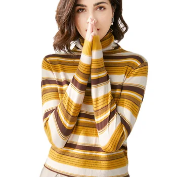 Moda Designe Pulover Pentru Femei De Înaltă Calitate Toamna Îmbrăcăminte De Lux Tturtleneck Pulovere Maneca Lunga Din Tricot Fată Dungă Topuri