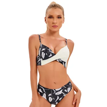 2022 Sexy Print Împinge în Sus Bikini Split de costume de Baie pentru Femei de Înaltă Tăiat iau bikini de costume de Baie Brasileiro Curea Cruce Bikini Costume de baie