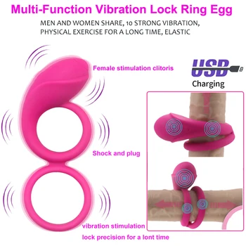 USB Multi-Funcția de Vibrații, de Blocare Inel de Silicon Fierbinte Mens Cocoșilor Inele de sex Masculin Penisului Întârziere Inele Vibratoare Jucarii Sexuale Pentru Barbati Sex Instrumente