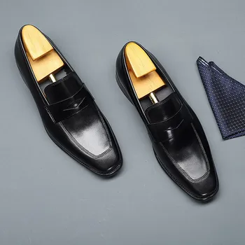 Designer de Moda pentru Barbati Mocasini din Piele Handmade Maro Negru Business Casual Pantofi Rochie Petrecere de Nunta pentru Bărbați Încălțăminte