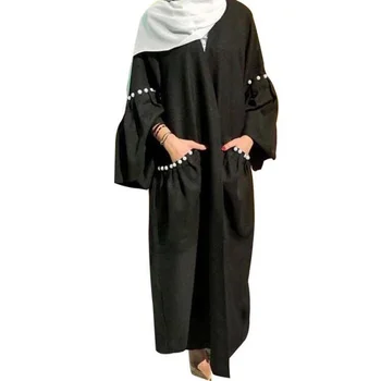 Cardigan Rochie Musulman Femei Haine Arabe Dubai Islamic Îmbrăcăminte 2022 Noua Moda Plin Cu Maneci Largi Casual Abayas Musulman Maxi Rochie