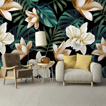 3D personalizat Fotografie Tapet Modern Pastorală Florale în Frunze de Banane Canapea Camera de zi TV de Perete de Fundal de Artă Murală imagini de Fundal de Decor Acasă