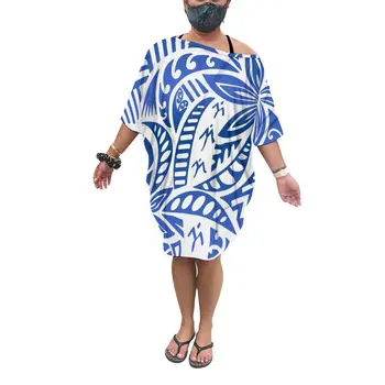 Polineziene Tribal Print Batwing Maneca Vrac de Pe Umăr Femei Gratuit Dimensiune Topuri 1 MOQ Personalizate Doamne O Mărime Poncho Rochii