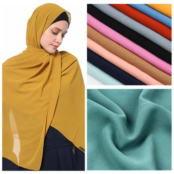 70*180cm Hijab Sifon 2022 Maxi Dimensiuni Mari Eșarfă Pentru Femei Musulmane Văl Doamnelor Headwraps Pashmina Hijab Musulman Moda Islam
