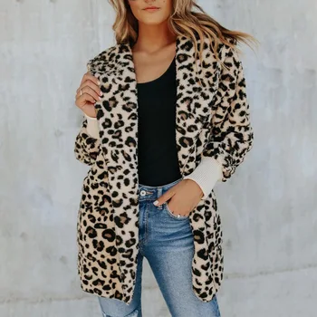 Toamna și iarna nou-moda pentru femei slim leopard de imprimare jacheta cu gluga