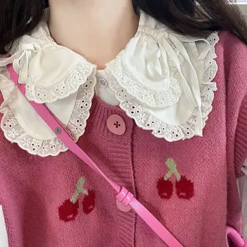 Toamna Roz Pulover Tricotate Cardigan Pentru Femei De Imprimare Cherry Kawaii Pulover Haina De Moda Coreeană Fără Mâneci Drăguț Tricotaje, Pulover 2022