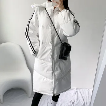 Femei Iarna coreea Retro Moda Casual cu Glugă Over-the-genunchi Gros de Vest-stil Jachete Mid-lungime Paltoane Paltoane Jos Căptușit