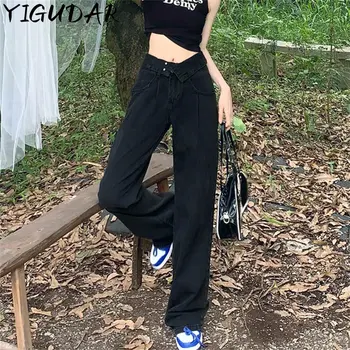 Vintage Femei blugi Blugi Largi Picior Harajuku Largi Pantaloni din Denim Supradimensionate Grunge Streetwear Y2k Toamna Pantaloni femei coreeană
