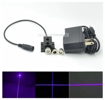 3in1 Punct/Linie/Cruce 405nm 50mW Albastru-Violet Laser Modulul w/Adapter și Radiator