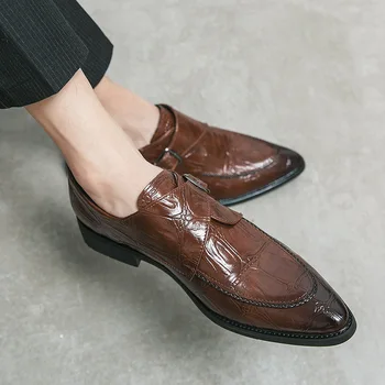 Afaceri mici din piele pantofi barbati casual de vara Britanic slip-on cataramă pantofi din piele pantofi monk