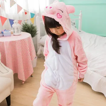Porc Drăguț Copil Kigurumi Trusou Copil Animal Cospaly Costum De Fată Băiat De Desene Animate Anime Costum Salopeta Set De Pijamale Cu Pantofi