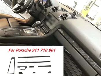 9pcs Accesorii Auto din Fibra de Carbon Interior Consola de Bord cu Capac Trim Fit Pentru Porsche 911 718 981