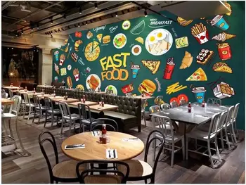 Personalizat murale 3d tapet fotografie trase de Mână de vest pizza burger alimente doodle scule decor camera de zi tapet pentru pereti 3d
