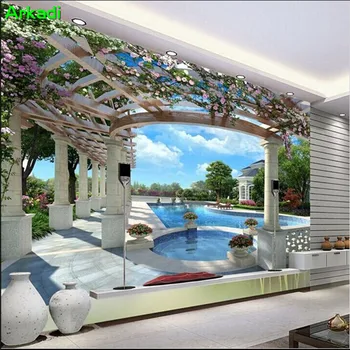 Spațiul European Extensia TV 3D Imagini de fundal de Fundal Canapea Living Hotel Vila de Lux 3D Pool Acoperă pictura Murala