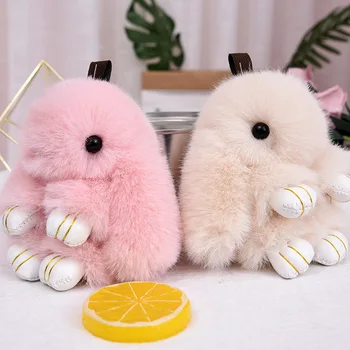 Mini Breloc Iepure Bunny Pompom Blană Brelocuri Femei Pungi Decorative Pandantiv Cheile De La Mașină Accesorii Copii Jucarii De Plus