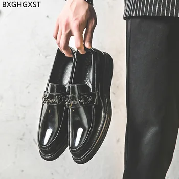 Negru Business Casual Pantofi pentru Bărbați Pantofi de Piele de Brevet pentru Bărbați 2022 Moda Barbati Pantofi de Nunta 2022 Rochie Chaussure Homme Zapatos