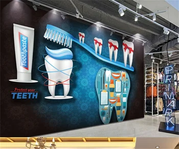 3D tridimensional de mână-pictat dinți dentare scule tapet de fundal Europene personalizate stomatologie foto murală