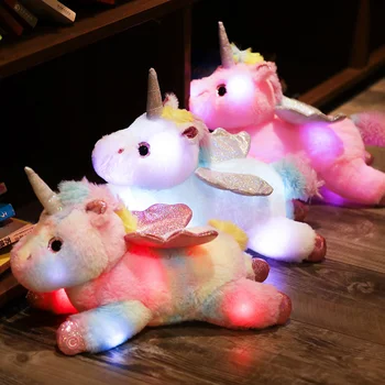 38cm Desene animate Luminos Unicorn Jucărie de Pluș Drăguț Big Perna Moale Animale Minunate Păpuși Realiste Păros Umplute Pentru Copii Fete Cadou