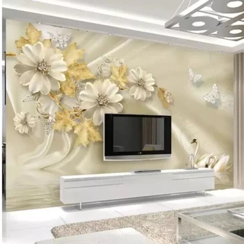 Personalizate 3D Murală Tapet Nețesute Flori pictura Murala de Perete pentru Camera de zi Canapea Dormitor TV de Fundal Pictura pe Perete