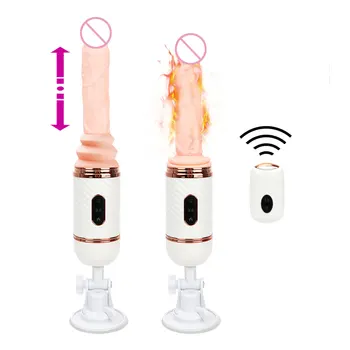 Telecomanda Wireless Masturbării Feminine Încălzit Telescopic Penis Artificial Vibratoare Ventuza Sex Produsele Automată Mașină De Sex