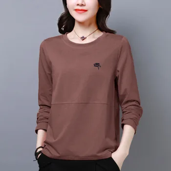 2022 Toamna anului Nou T Camasa Femei Maneca Lunga Tricou Femeie T-shirt O Gât Vrac Stil coreean Camasi Femei