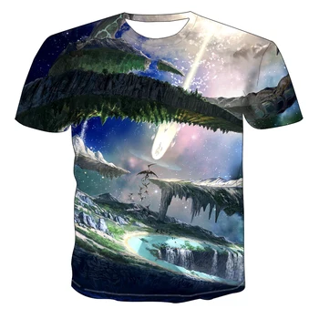 2022 Naturale Cerul Înstelat Grafic pentru Bărbați T-shirt Casual de Vara 3D Moda Topuri O-neck Tricou Baiat Îmbrăcăminte Streetwear