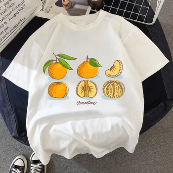Supradimensionat Tricou Femei De Moda Luminoase Mango Print Minunat Scurt Cu Mâneci O-Neck T-Shirt De Epocă Ullzang Tricou Harajuku Topuri Tricouri